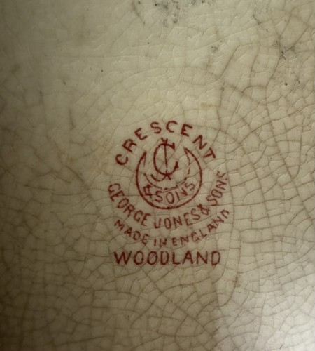 Plato George Jones & Sons Crescent Woodland hecho en Inglaterra (9 pulgadas) - Imagen 3 de 3
