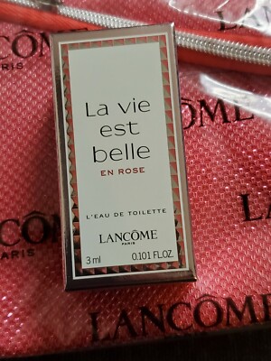 LANCOME LA VIE EST BELLE EN ROSE Eau De Toilette 0.1 Oz / 3 ml MINI PLUS POUCH