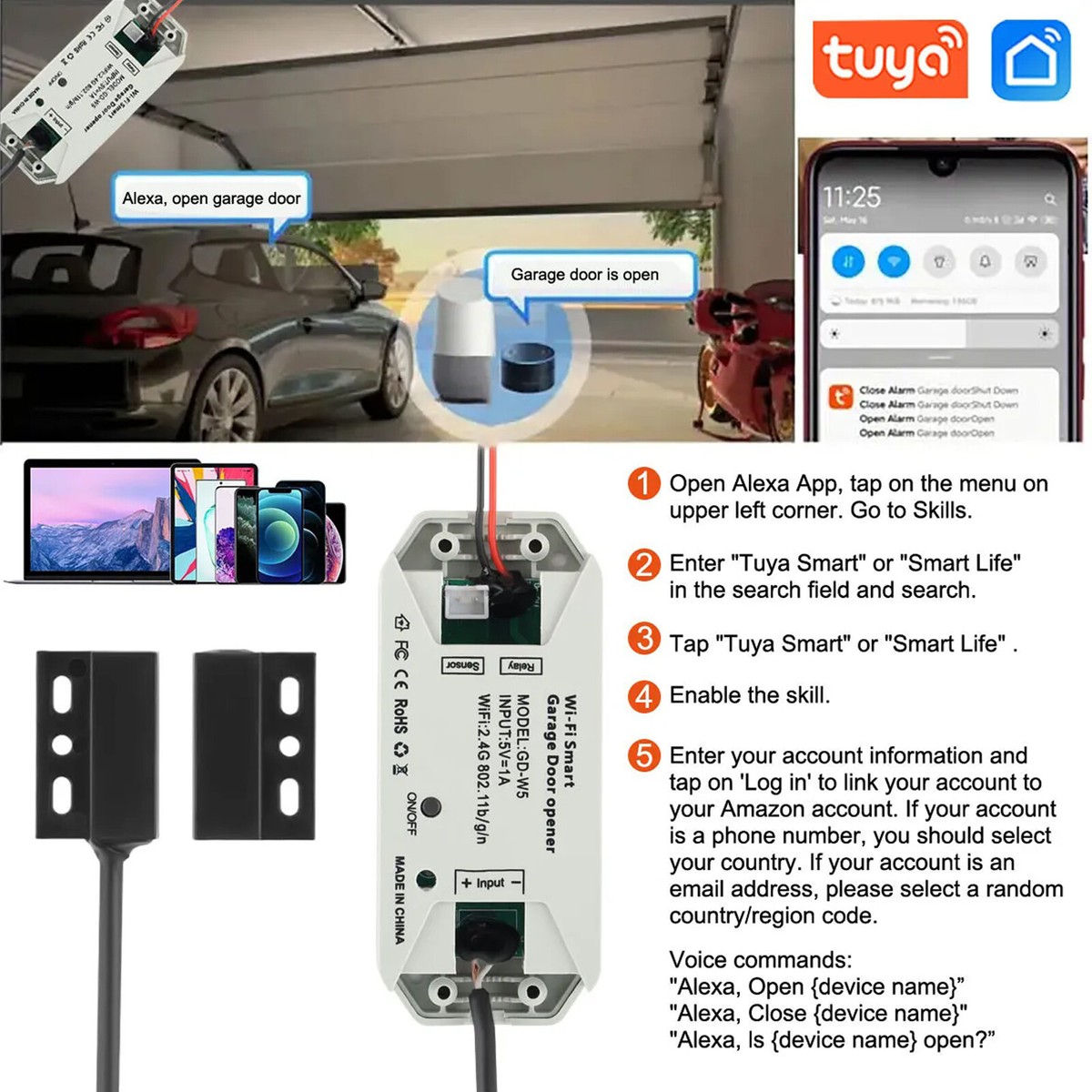 Wifi Smart Home Garage Door Opener Wireless App Remote Controller - Main Image