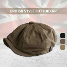 Men's Solid Newsboy Cap 100% Cotton Twill Summer Gatsby Beret Driving Cabbie Hat