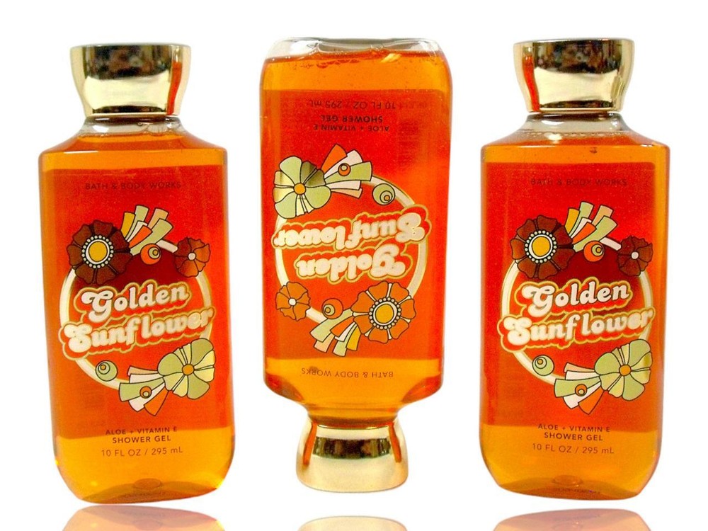 Bath & Body Works Golden Sunflower Shower Gel 10oz 3-Pack with Aloe Brand New