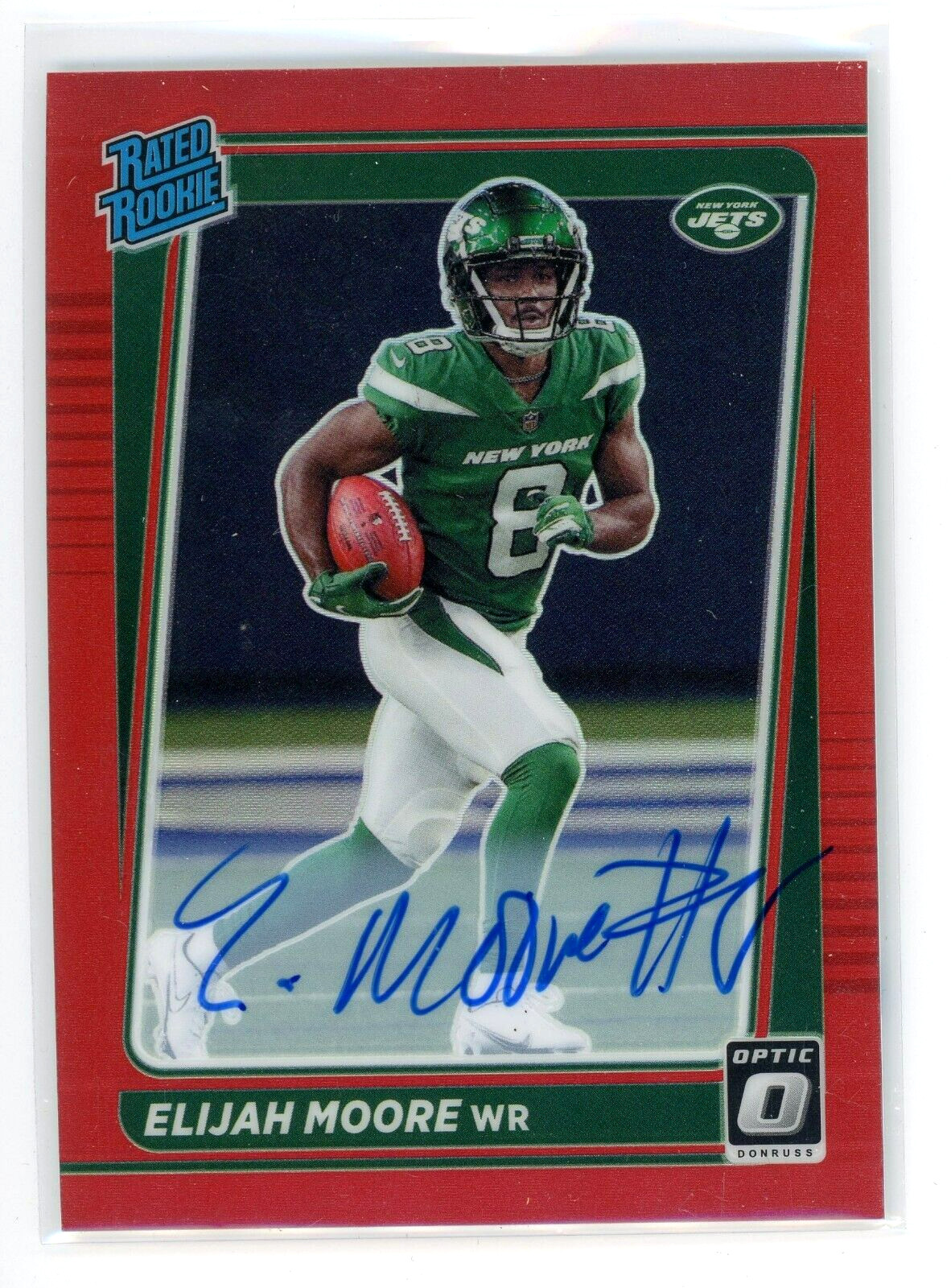 Elijah Moore Red Rated Rookie Auto /75 2021 Panini Donruss Optic WR ***READ Desc