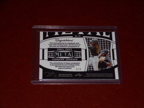 2022 Leaf Metal Blue Mojo Dual Auto 5/5 Oneil Cruz / Termarr Johnson - Picture 2 of 2