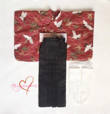1/12 1/8 Blythe 1/6 1/4 1/3 IP Uncle BJD Clothes Red Japanese Kimono Fairy Crane