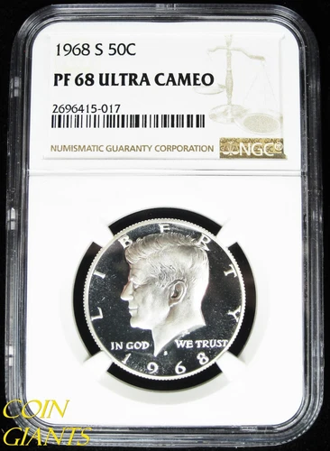 1968-S PROOF Kennedy Half Dollar NGC PF68 ULTRA CAMEO GEM High Grade Coin JFK