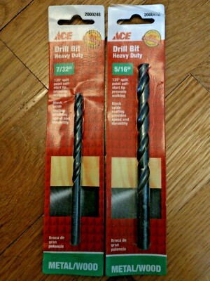 Pk. of 2 ACE Metal/Wood Drill Bit Heavy Duty 7/32'' 2000248 or 5/16'' 2000412 MANY