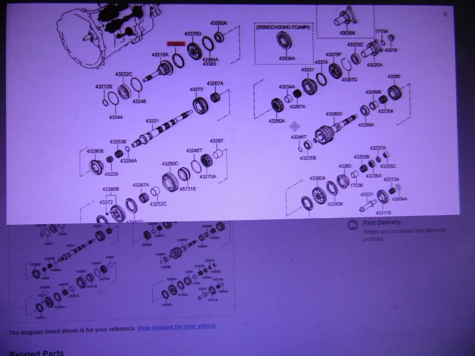 Hyundai 43374-25520 anillo sincronizador 5to 2012-2016 Hyundai Genesis cupé Foto 4 de 4