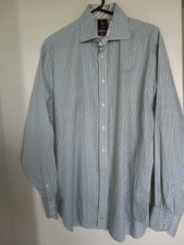 TAYLORBYRD Blue Green Striped Shirt Men's Sz XL