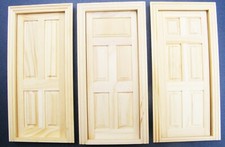 Dolls House Wooden Door 4, 5 & 6 Panel Natural Finish Internal 1:12 Scale Tumdee