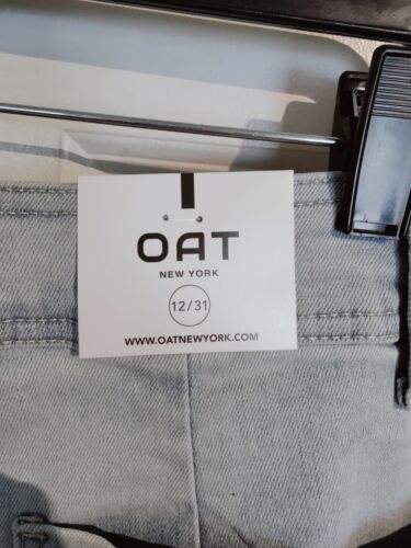 Oat New York High Waist Wide Leg Raw Hem Light Wash Jeans 12 (31x30) NWT - Picture 6 of 11
