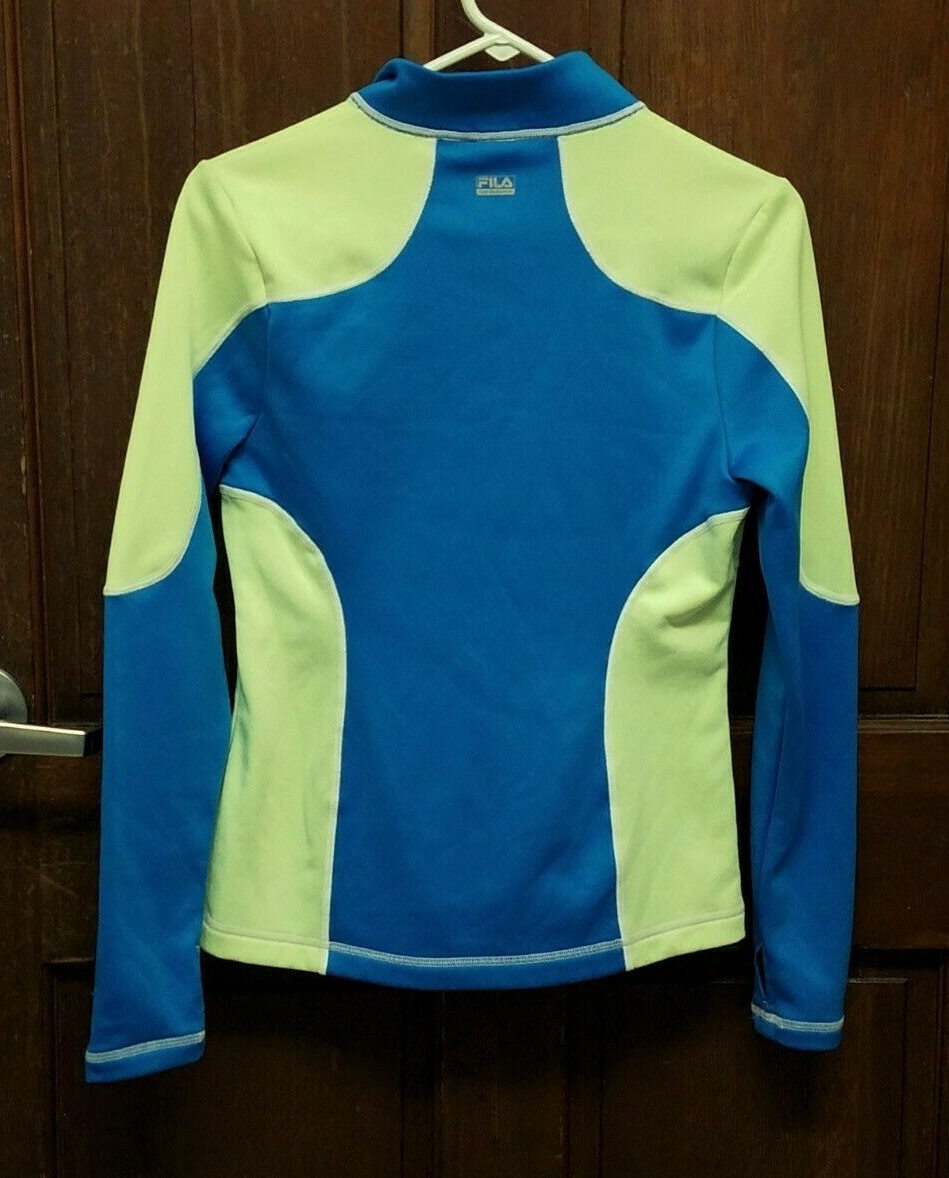FILA Sport Performance Giacca Pullover Donna Sportivo 1 4 Zip Blu e Verde Tg S