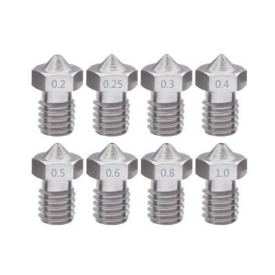 3D Printer Extruder Nozzle M6 0.2mm-1.2mm For Filament 1.75mm Stainless Steel