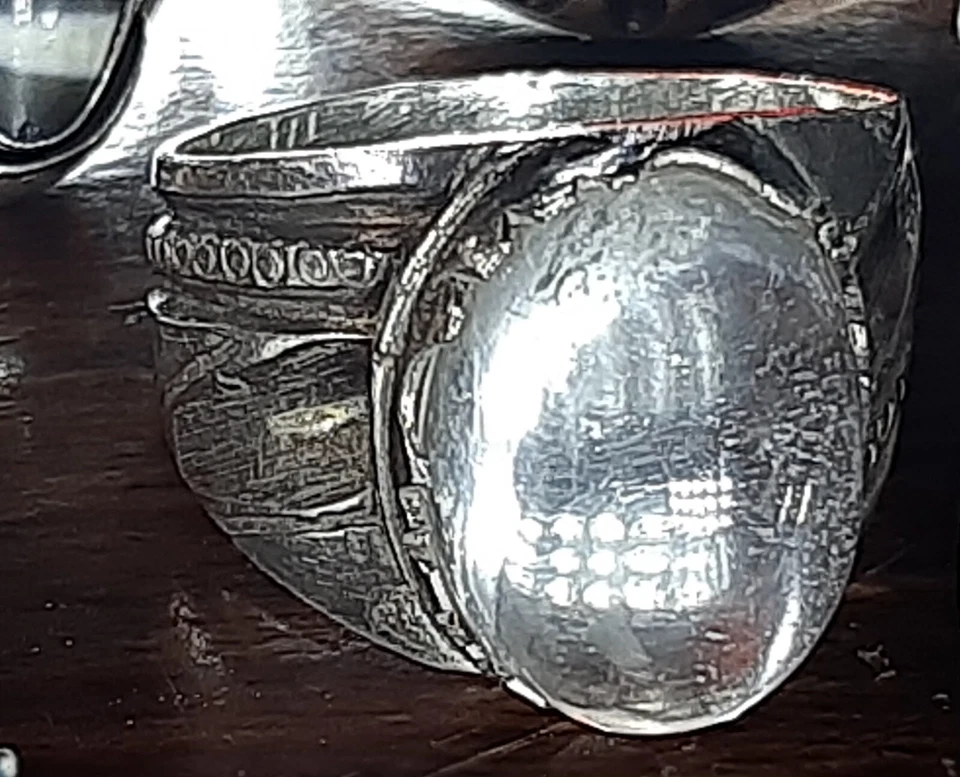 Anello- Cristallo Di Rocca  -Vintage Argento - Immagine 2 di 4