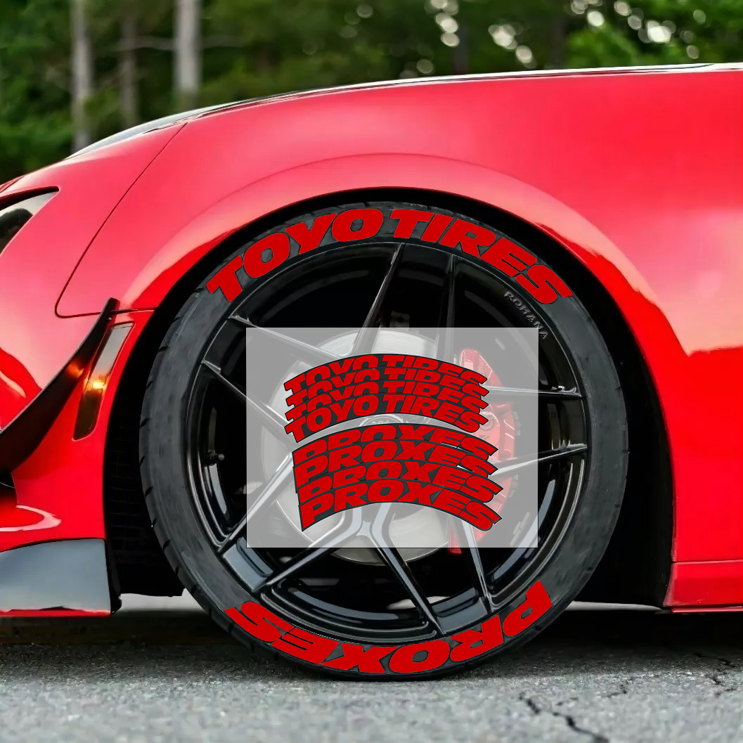 Red TOYO TIRES PROXES Tire Lettering Sticker 1.06'' 15''-24