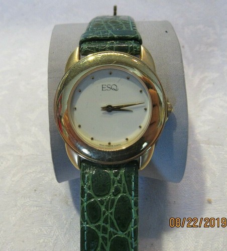 WOMEN'S ESQ ESQUIRE WATCH-GREEN LEATHER 