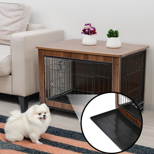 XL Wood Dog Crate Pet Rabbit Cage House Playpen Furniture Kennel End Side Table - Picture 26 of 30