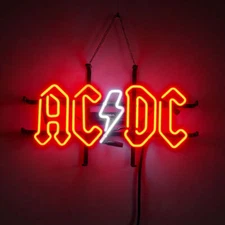 New AC DC AC/DC Music 17" Neon Light Sign Lamp Wall Decor Real Glass Club Bar