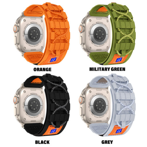 For Apple Watch Ultra Series 10 9 8 7 6 SE Wrist Strap Nylon Tactical Sport Band - Picture 6 of 13