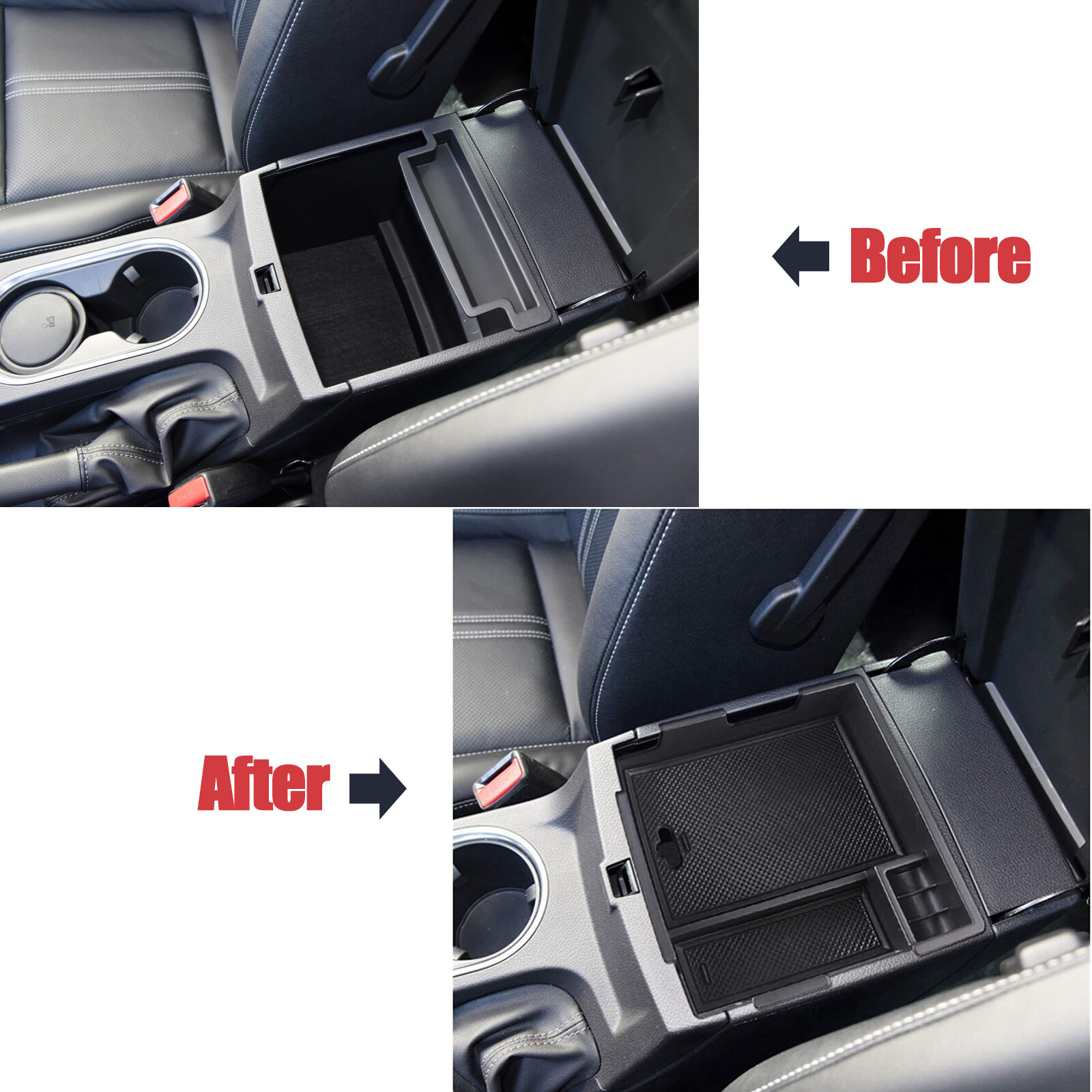 For Ford Everest 2016-2020 Black Armrest Storage Box Glove Box Tray Accessories