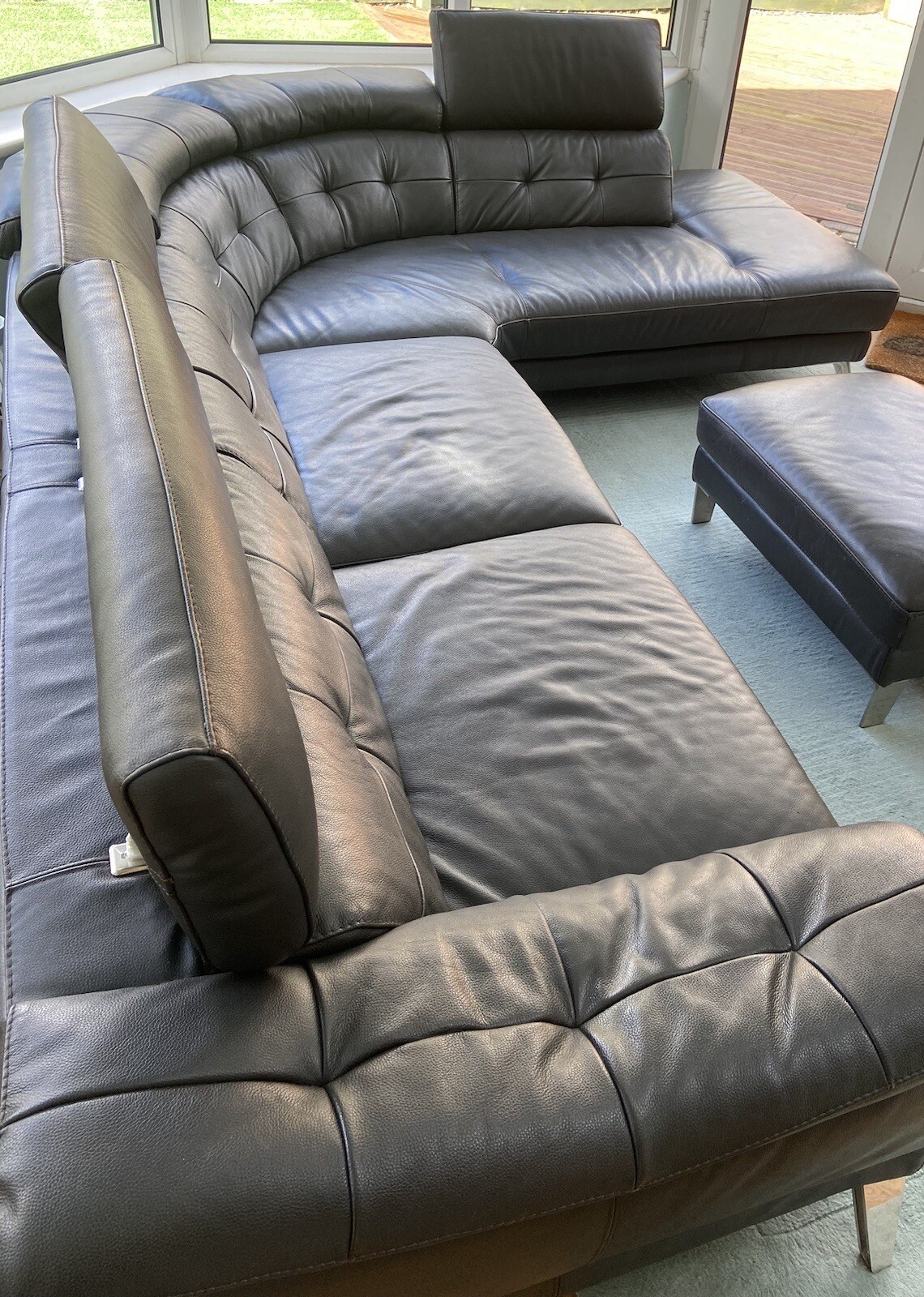 Sofology Vittorio Brown Leather Modern Corner Sofa Used eBay