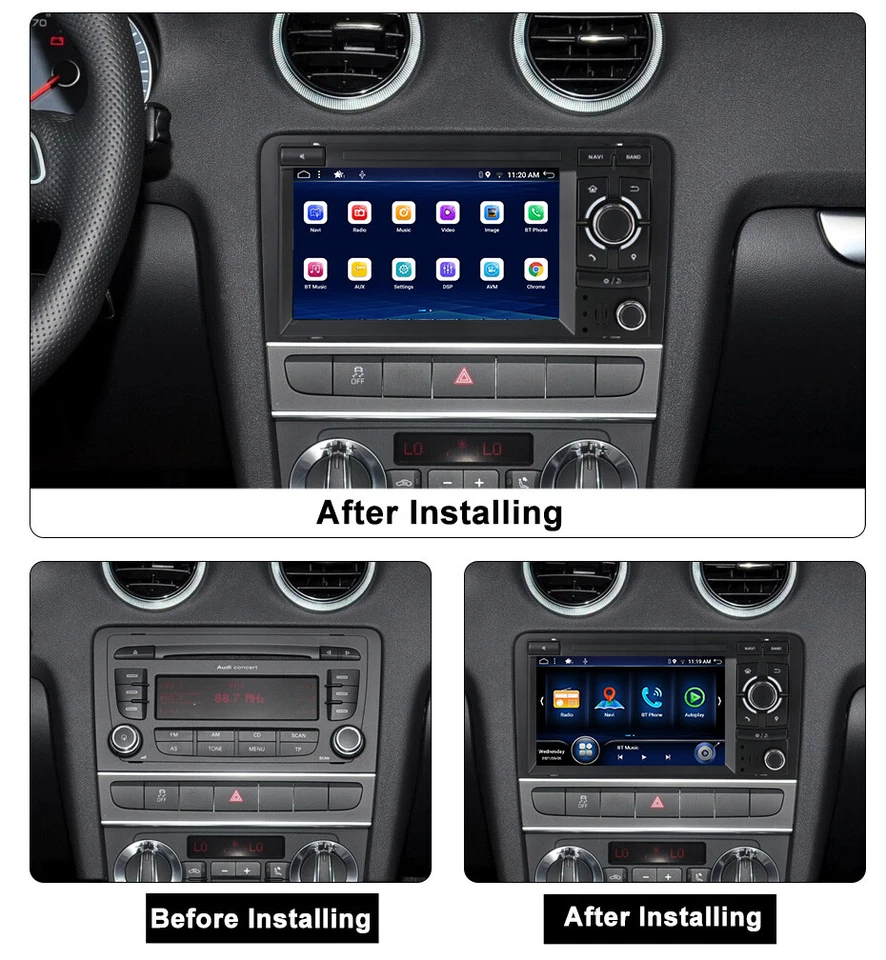 7" Für Audi A3 8P 2003-2012 Car Play Autoradio Android 14 Auto GPS DAB+ DVD 32GB - Bild 2 von 4