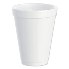 Dart 12J12 Foam Drink Cups, 12 oz, White, 25/Bag, 40/Carton, CA & WA Restricted
