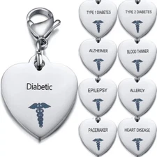 Medical ID Tag Pendant Bracelet 12 TYPES Diabetes Pacemaker Epilepsy MANY MORE