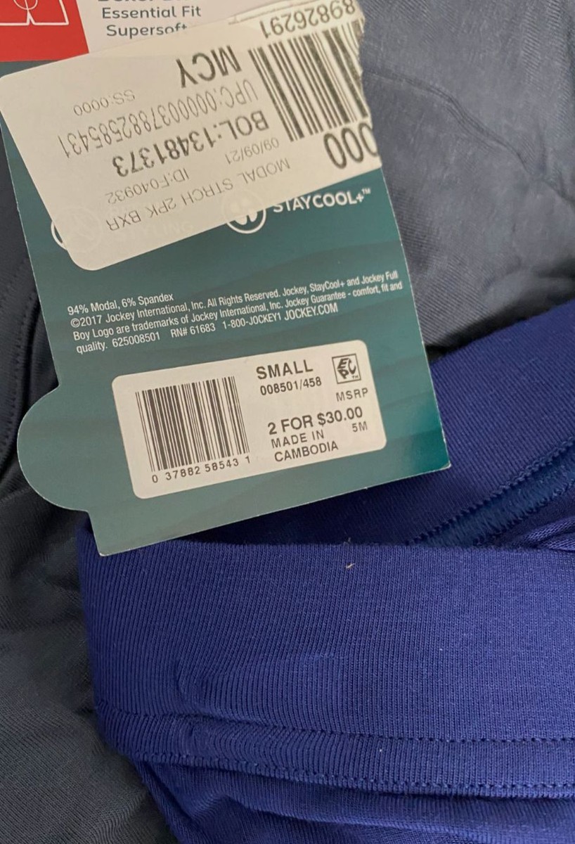 $30 Jockey Underwear Men's Blue Microfiber 2-Pack Pouch Boxer