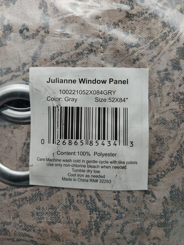 Cortina de panel de cachemira gris 52 pulgadas x 84 pulgadas Elrene Home Fashions Julianne - Imagen 6 de 11