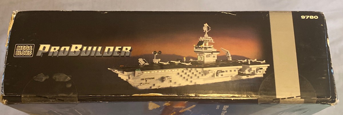 Rare MEGA BLOKS PRO-BUILDER 9780, USS Kitty Hawk, 1700 PCS, 7+, 2001. 8 * F-14.