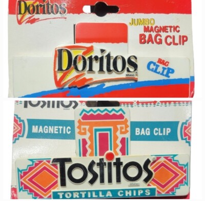 Vintage Doritos & Tostitos Chip Bag Clips Bundle Retro Old Logo Graphics Magnet