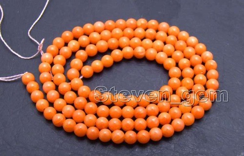 "Cuentas sueltas redondas de coral natural de 3-4 mm naranja para hacer joyas hágalo usted mismo hebras 15" - Imagen 3 de 5