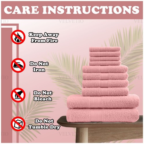 10 PCS TOWEL BALE SET 100% COMBED COTTON SOFT FACE HAND BATH BATHROOM TOWELS - Picture 66 of 124