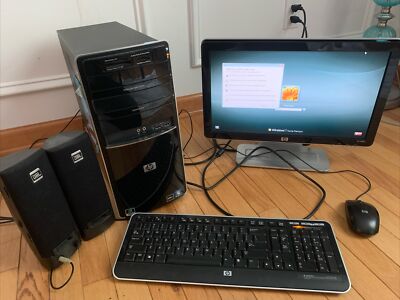 BUNDLE Hp Pavilion p6517 w/ monitor, Keyboard, JBL Speakers & Mouse Win7
