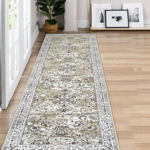KILOCOCO Vintage Floral Area Rug Washable Non Slip Living Room Bedroom Rugs - Picture 1 of 23