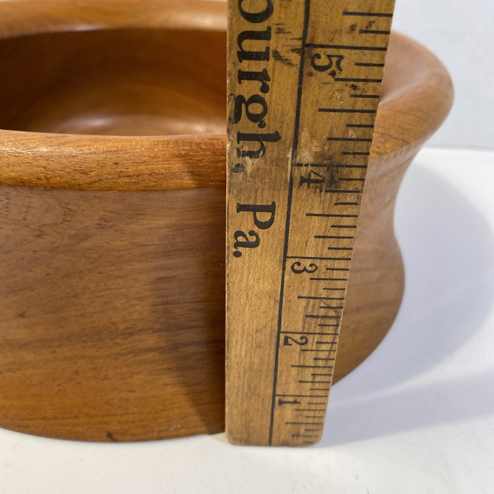 2 VTG  Kalmar Teak Wood Bowls MCM 10” & 6.5”Hand Turned Salad Nuts Snack Tailand