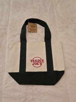 Trader Joes Mini Canvas Tote Bag Reusable Limited Edition Green New w Tag