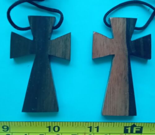 Juego de 2 Collar Colgante Cruz Filipinas Hecho a Mano Kamagong Madera Dura - Imagen 3 de 4