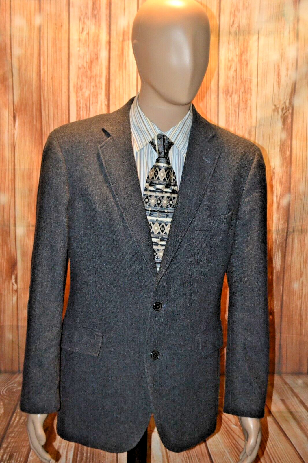 Brooks Brothers Men 1818 Madison Elbow Patch Wool Blend Plaid Sports Coat Sz 41L