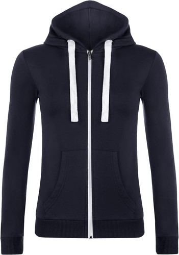 Womens Hooded Zip Long Sleeve Pocket Stretch Plain Ladies Hoodie Top - Picture 23 of 25