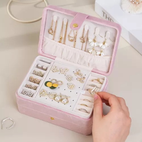 2 Schichten Schmuckkästchen Organizer Große Kapazität Ring Ohrring Halskette Aufbewahrungsbox - Bild 21 von 34