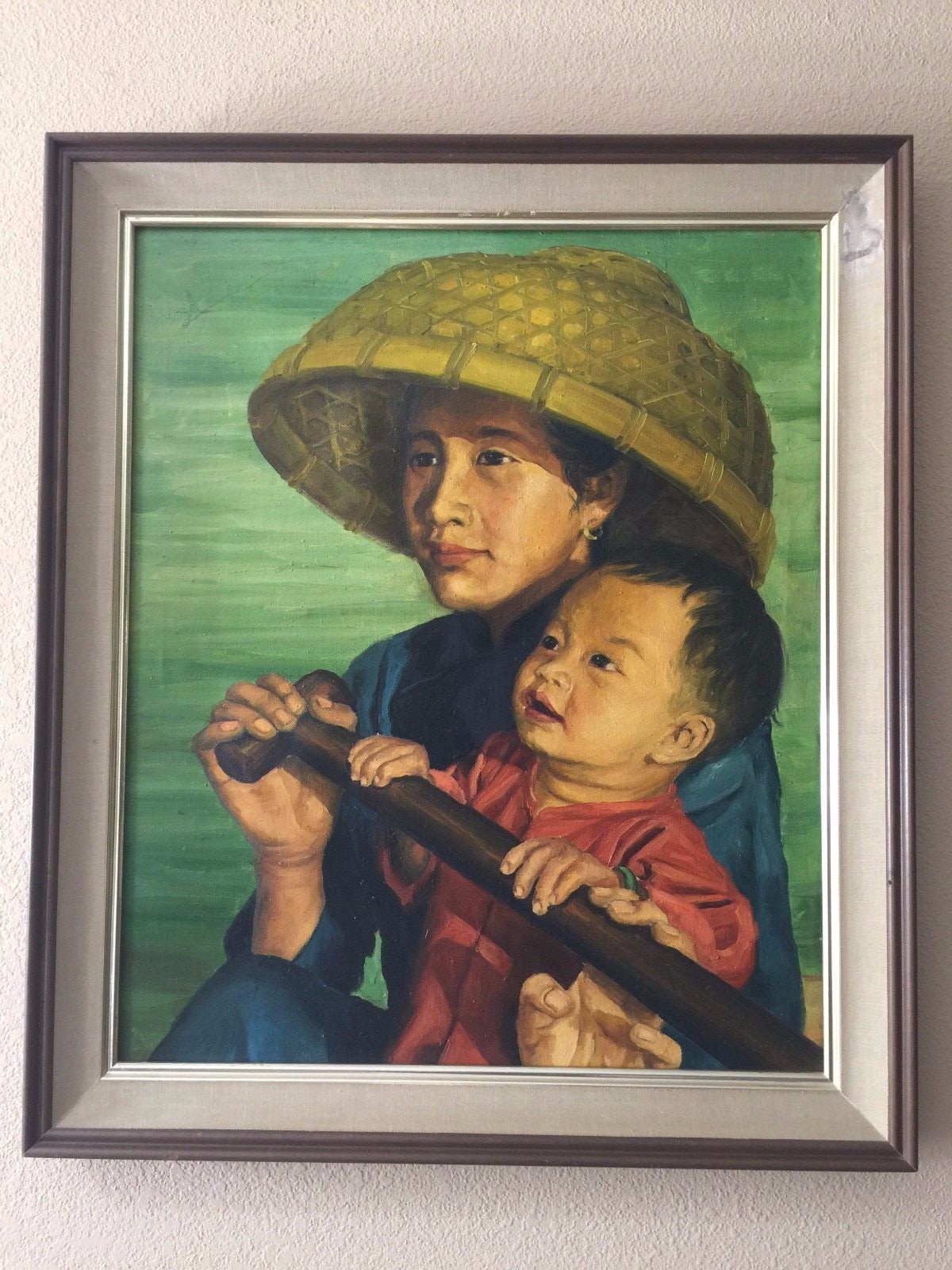 Original Oil Painting Asian Woman & Baby Signed by Ming, Framed, 19 1/2" x 24" eBay