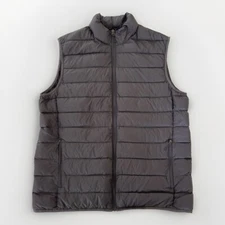 Eddie Bauer Mens Down Vest Size Large Gray Puffer Nylon Full Zip