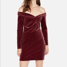 Express Off The Shoulder Twist Front Velvet Dress S