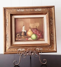 Vintage oil painting by artist Johnson still life fruit signed