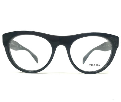 PRADA Eyeglasses Frames VPR 02Q 1AB-1O1 Black Round Thick Rim 52-19-140