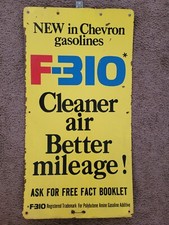 Vintage Chevron Yellow Gasoline F-310 Tin Sign Cleaner Air Better Mileage! Lot A