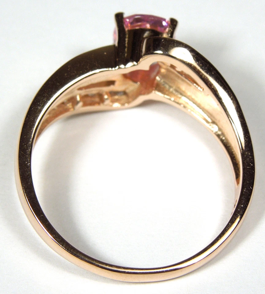 Anel de prata esterlina 925 folheado a ouro rosa topázio rosa e opala de fogo tamanho 6,7,8,9 - Imagem 3 de 3