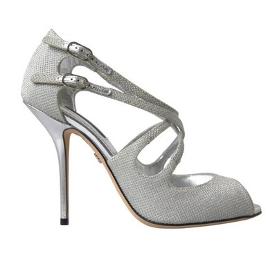 Dolce & Gabbana Zapatos Plata Brillo Sandalias Tacón Bombas EU39.5/US9 1200usd