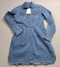Free People Women’s Blue Denim Mini Dress Size Small Cotton Stretch Blend NWT
